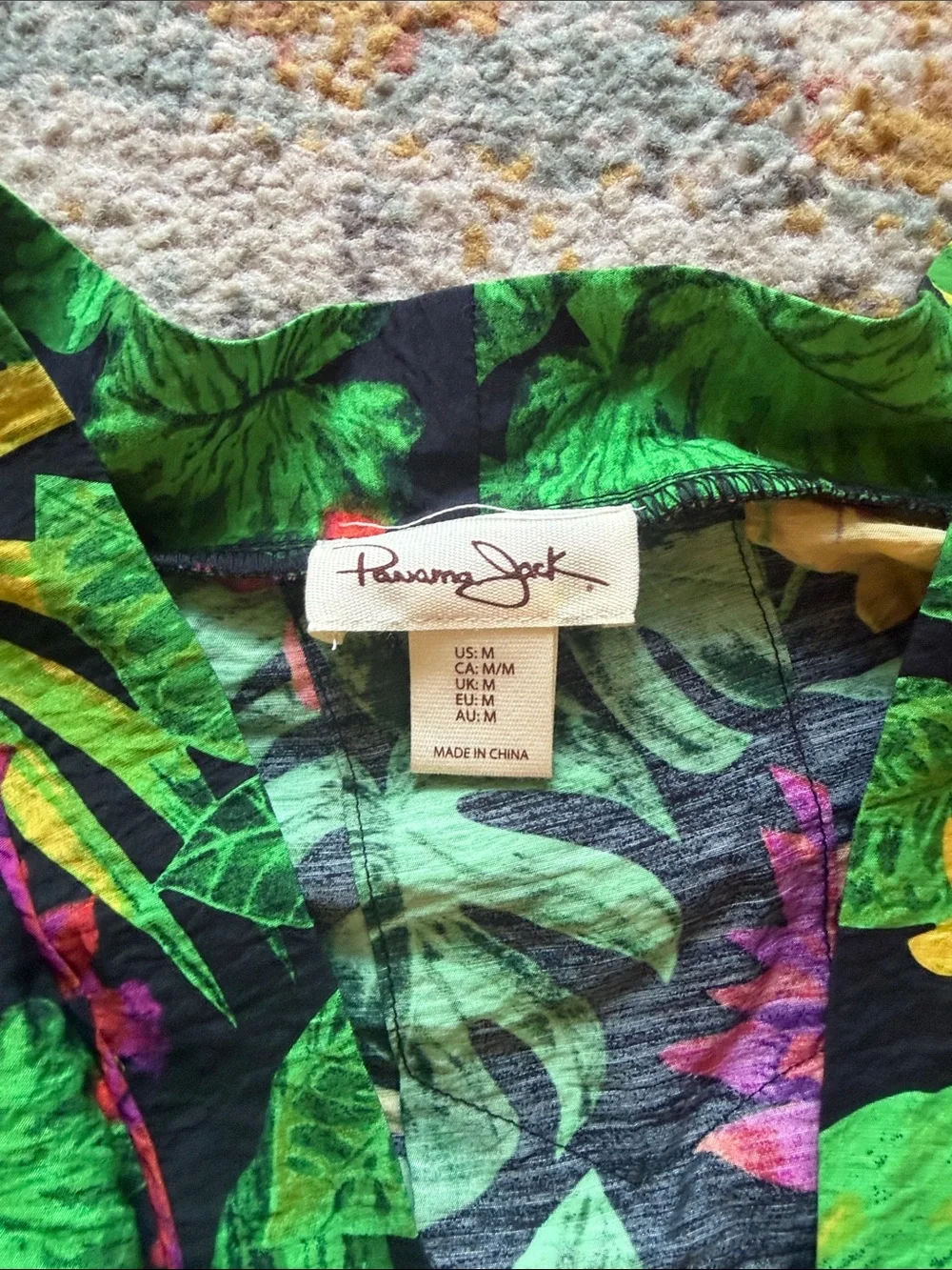 Panama Jack Tropical Floral Wide-Leg Pants & Kimono - Black, Green, Yellow, Pink - Picture 10 of 13